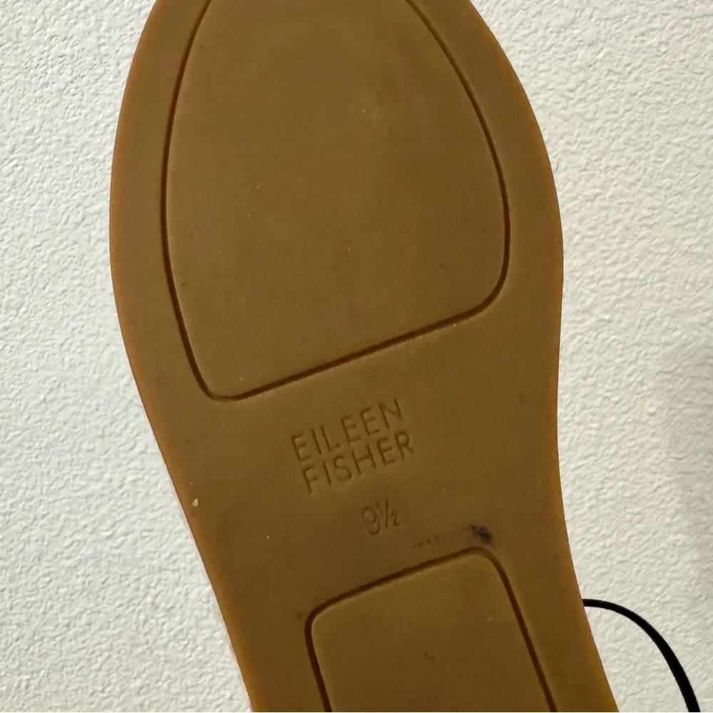 Eileen Fisher‎ Women’s LaLa Tumbled Leather Espadrilles Strap Black Size 9.5